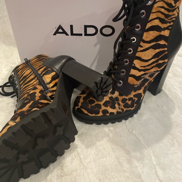 ALDO leopard print moto-inspired ankle boots. Size 10. NEW!! - Picture 9 of 9